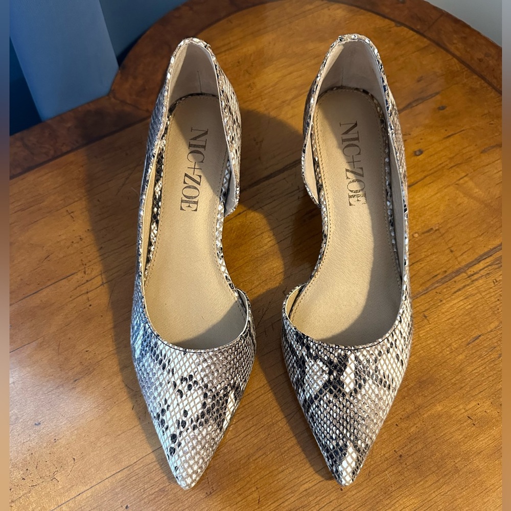 Nic+Zoe snakeskin print, circular heals